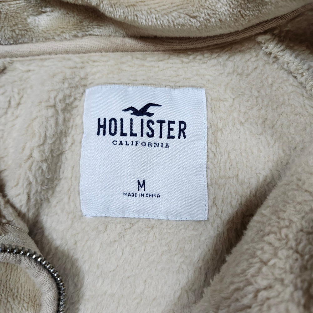 Hollister Women's Medium Beige Fuzzy Fleece 1/4 Zip Pullover Sweatshirt - Picture 6 of 8